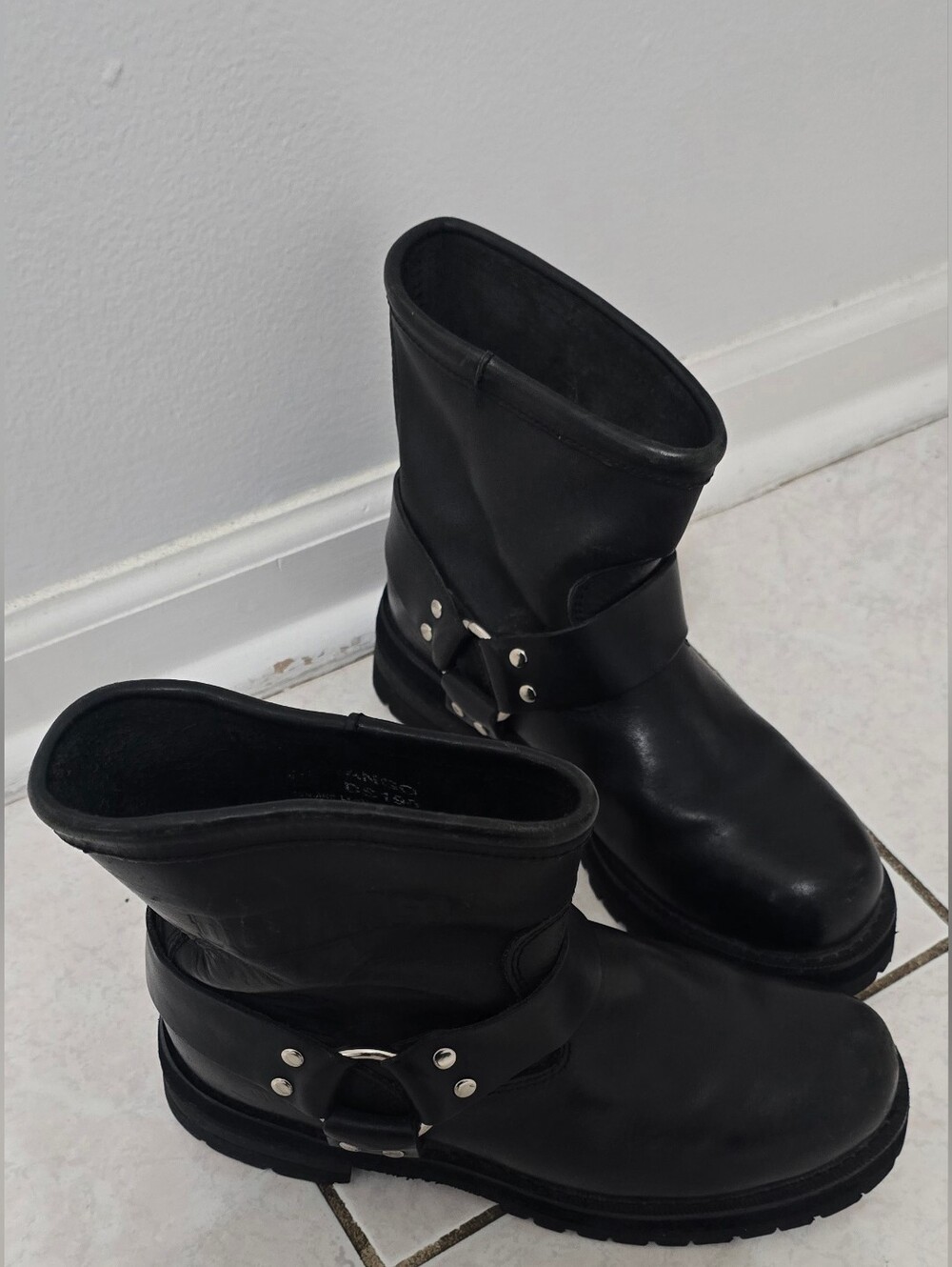 Durango Black Leather Harness Biker Boots Style DS190 Size 8E Wide